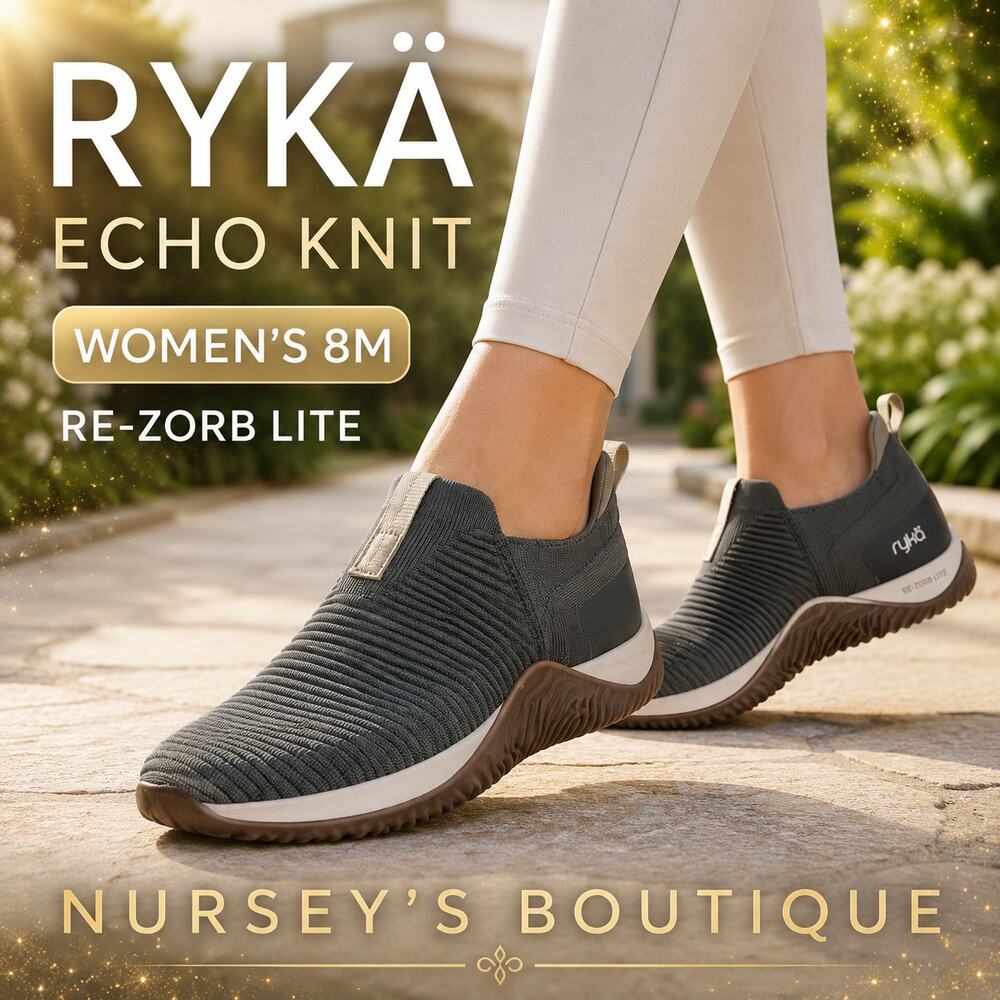 Ryka Echo Knit Slip-On Walking Shoes Women’s 8M Gray RE-ZORB Lite Comfort